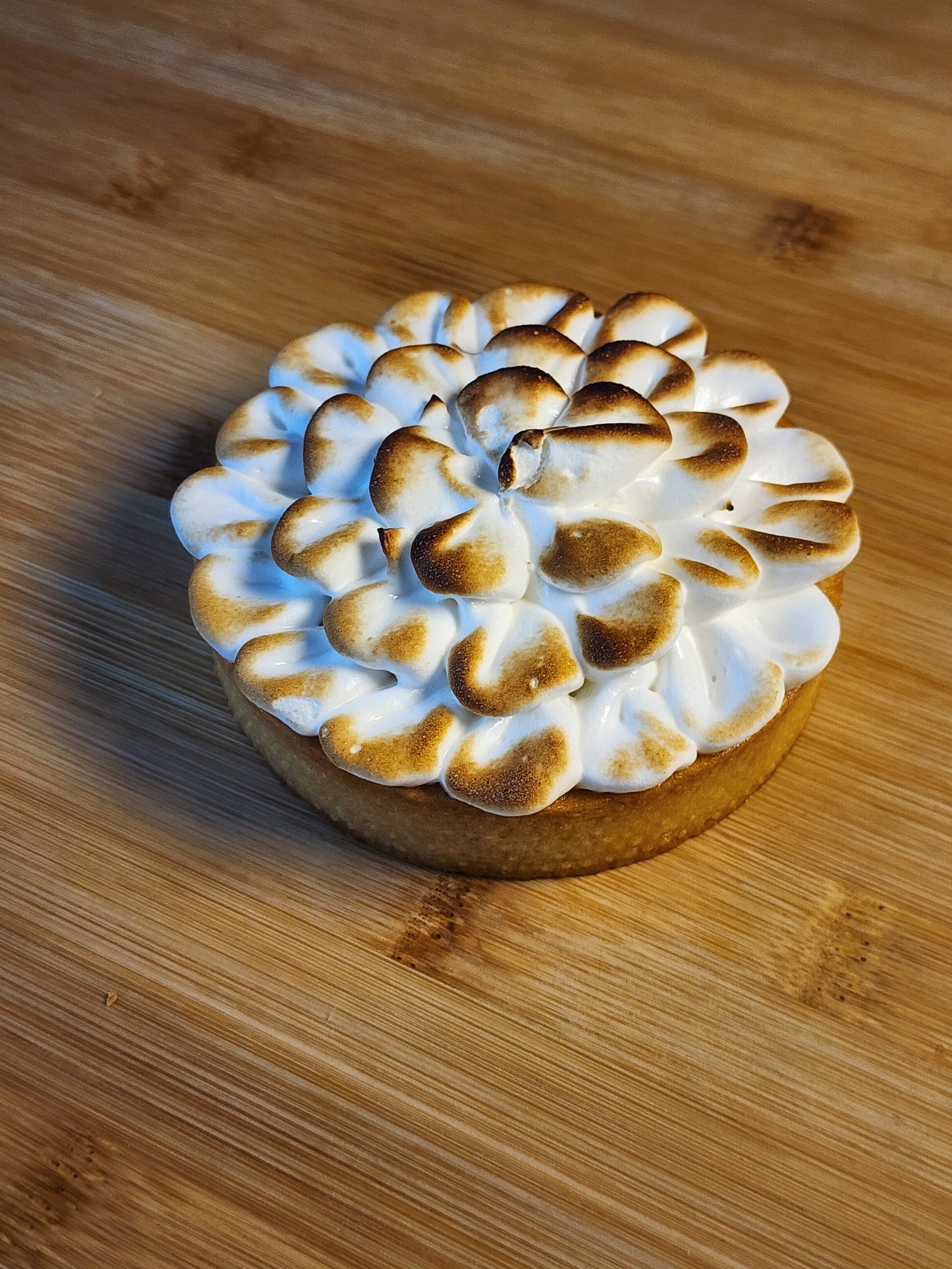 Lemon tart topped with toasted meringue