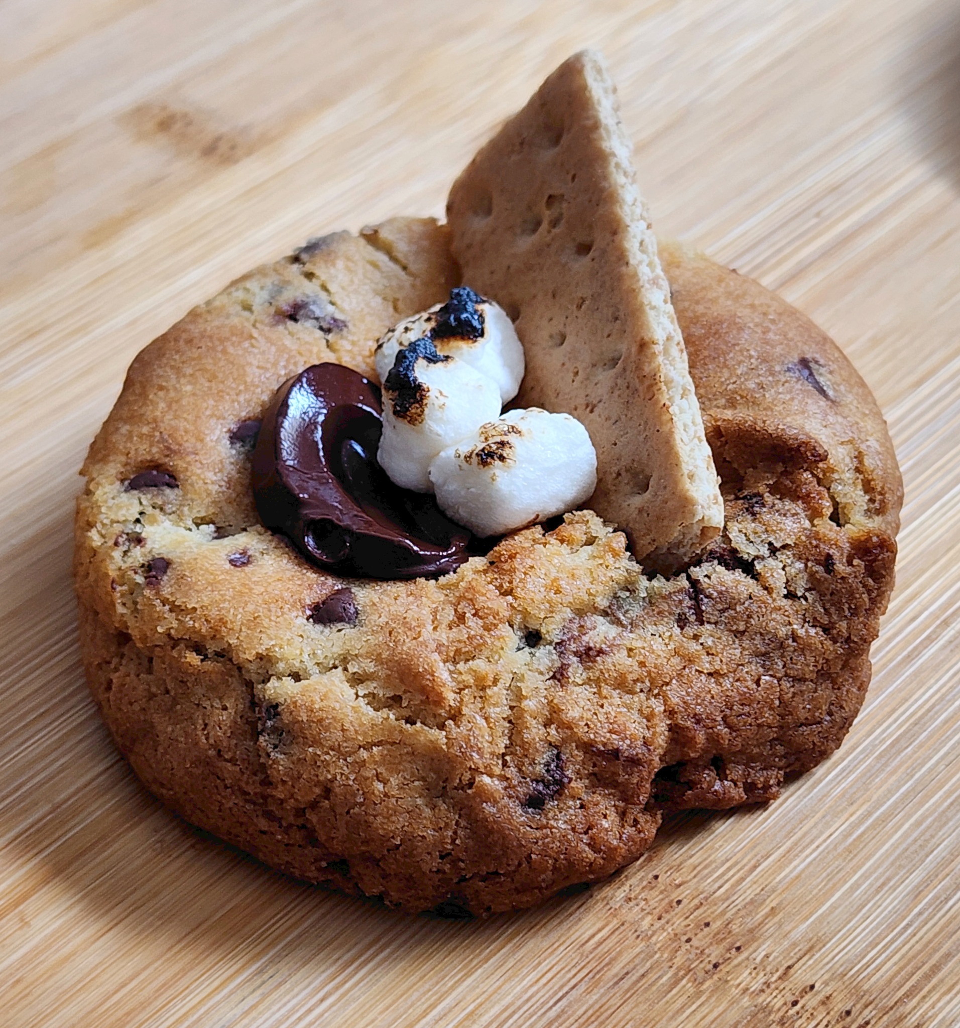 S'mores cookie with chocolate and toasted marshmallow