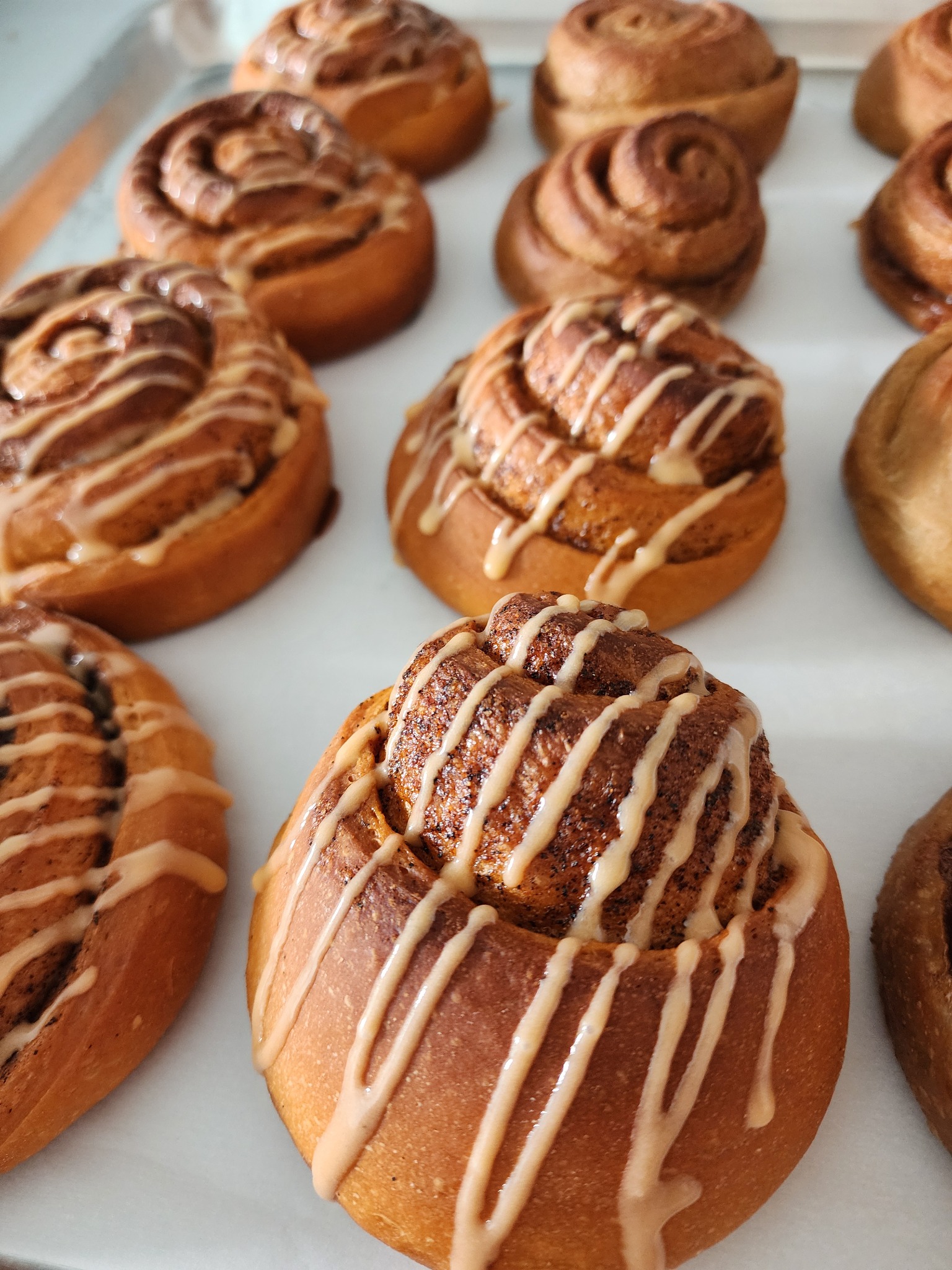 Freshly baked Thai tea rolls